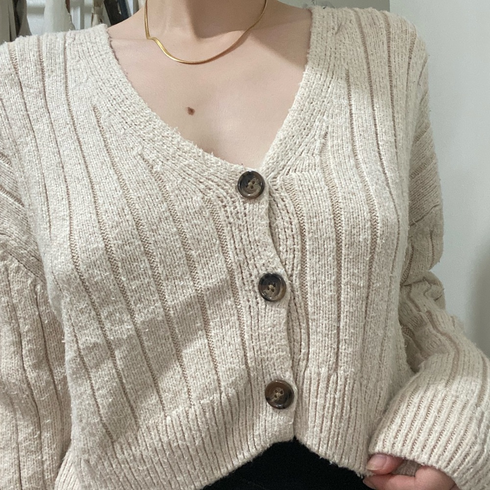 Garage cropped knit cardigan